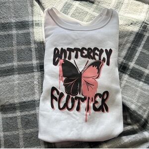 SHEIN White Butterfly Print Sweater